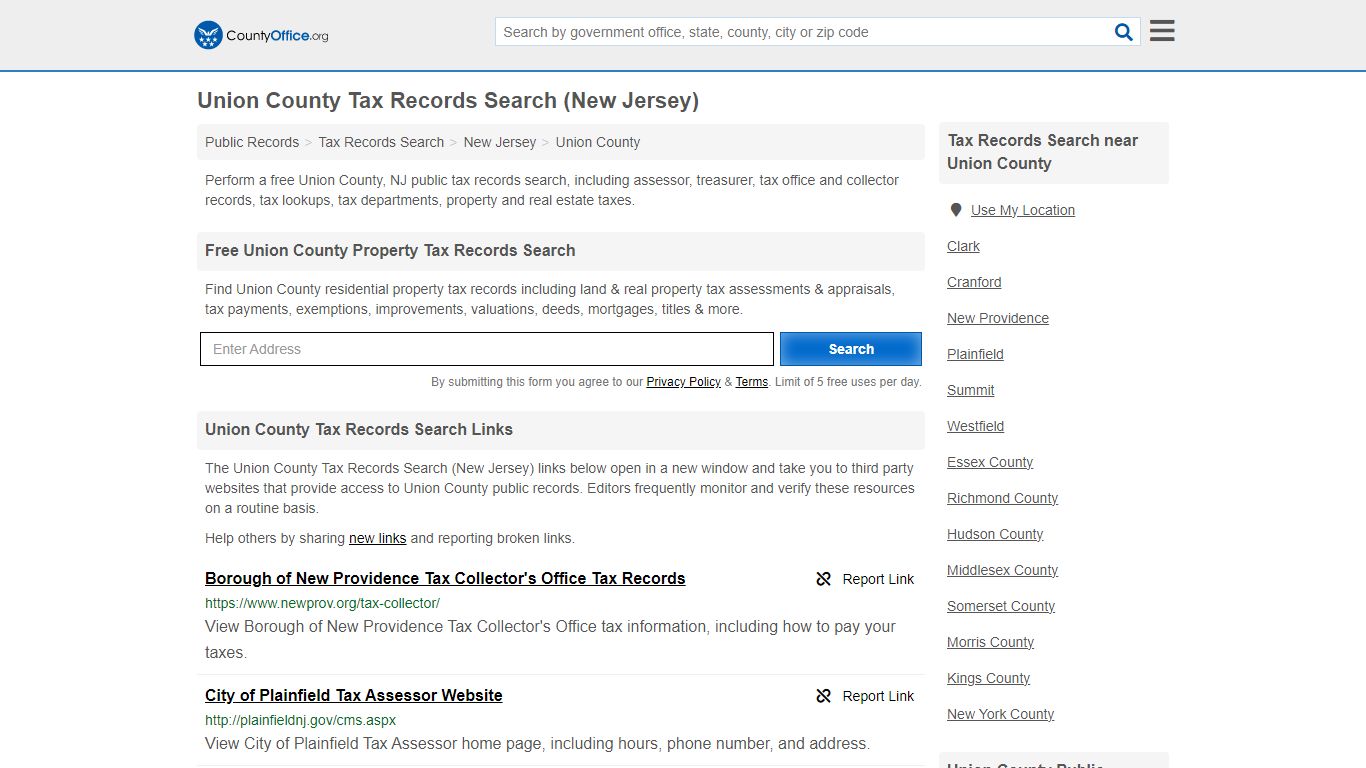 Union County Tax Records Search (New Jersey) - County Office