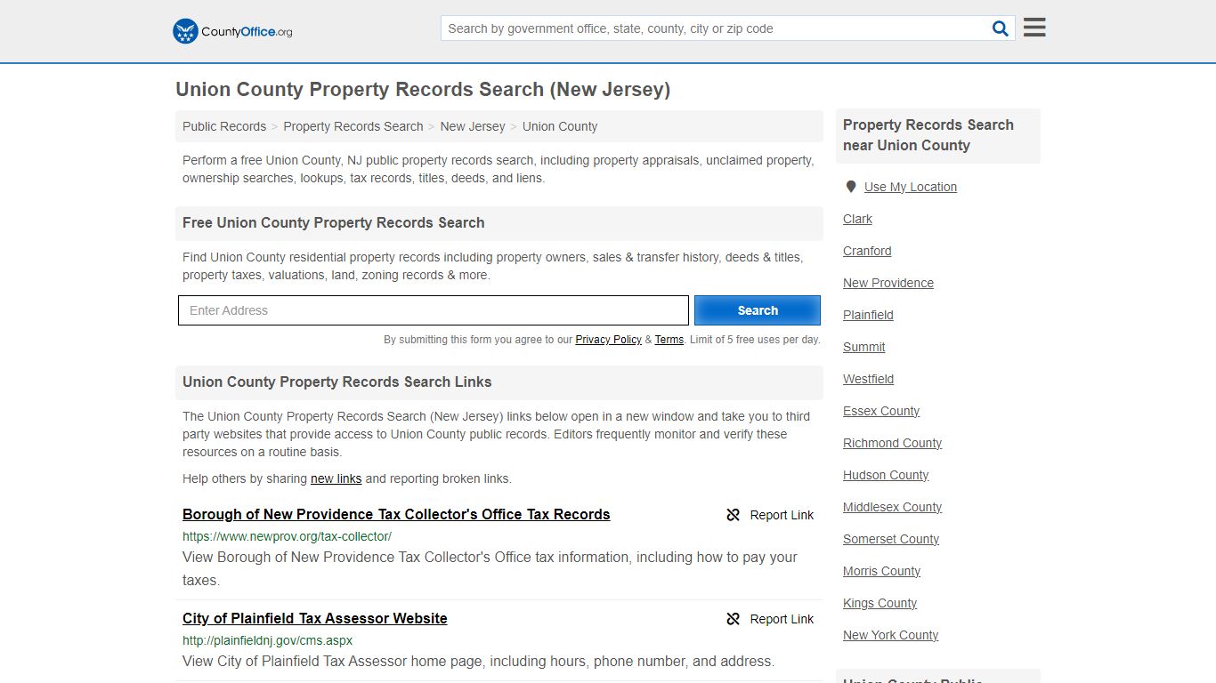 Union County Property Records Search (New Jersey) - County Office